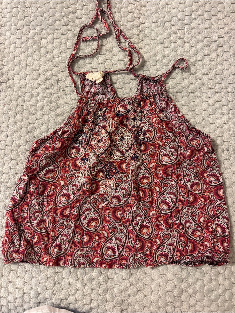 L.A, Hearts Boho Paisley Halter Crop Tank Top Spaghetti Straps Small